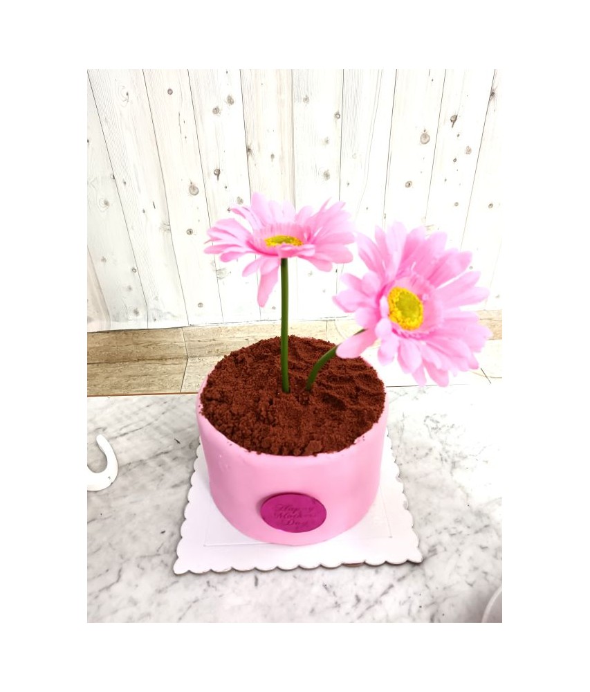 TARTA MACETA CON FLOR